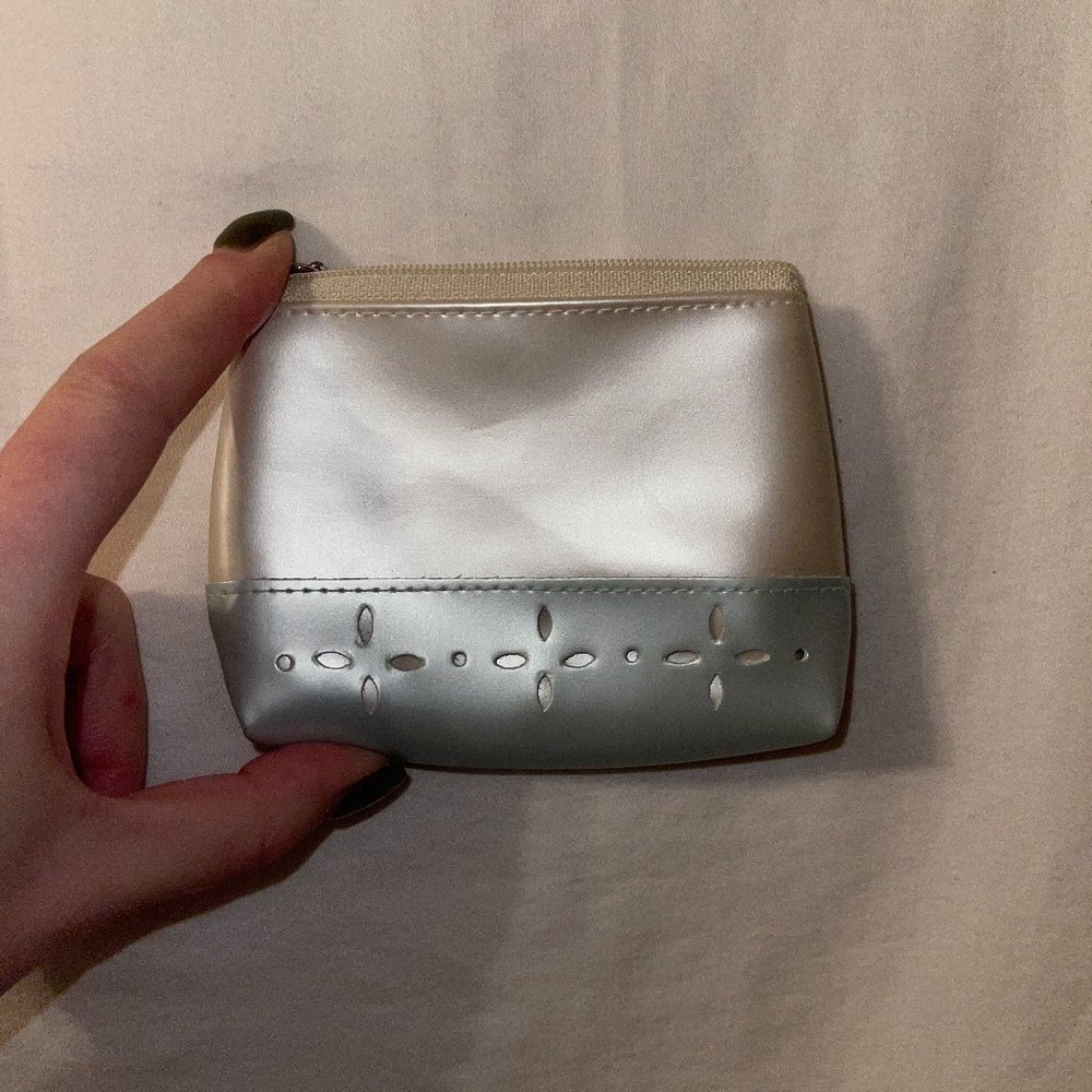 Pearl, White and Powder Blue Laser Cut Zippered Coin Purse